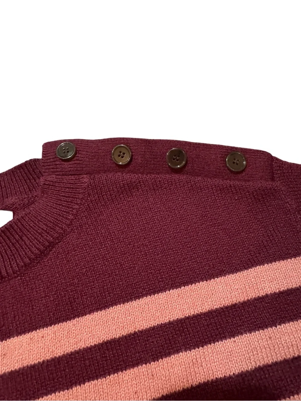 LOFT Pink & Burgundy Striped Sweater Women's Size Medium Soft Knit Pullover